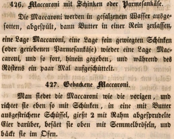 05_Koller_1851_p143-144_Makkaroni_Rezepte_Auflauf_Schinken_Kaese
