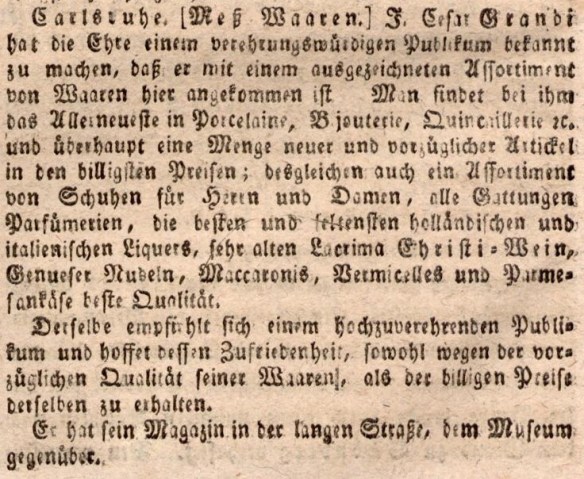09_Karlsruher Zeitung_1810_10_22_Nr169_p678_Jahrmarkt_Makkaroni_Nudeln_Magazin