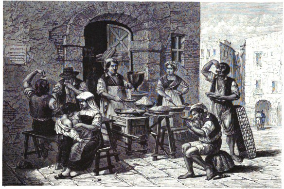 15_Neue Illustrirte Zeitung_03_1875_Nr14_p09_Neapel_Makkaroni_Straßenhandel_Fast-Food