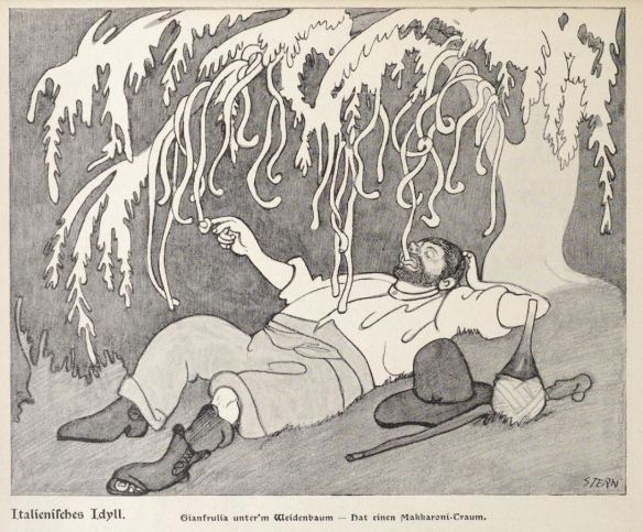 30_Lustige Blaetter_25_1910_Nr35_p08_Italien_Nationalgericht_Makkaroni_Nudeln_Gianfrulia
