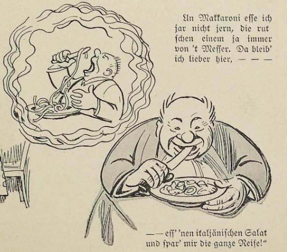 31_Lustige Blaetter_29_1914_Nr26_p09_Urlaub_Italien_Spiesser_Makkaroni