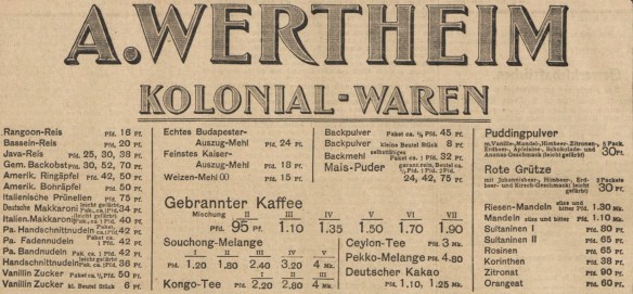 33_Vorwaerts_1907_03_21_Nr068_p08_Warenhaus_Wertheim_Kolonialwaren_Makkaroni_Deutsche-Makkaroni_Preise_