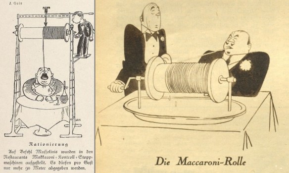 50_Jugend_35_1930_p252_Das interessante Blatt_55_1936_12_03_Nr49_p14_Makkaroni_Marinetti_Futurismus_Restaurant