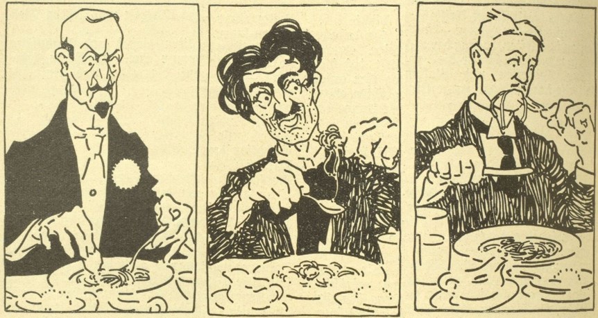 51_Oesterreichische Illustrierte Zeitung_35_1925_p404_Makkaroni_Manieren_Umgangsformen_Nationale-Stereotypen