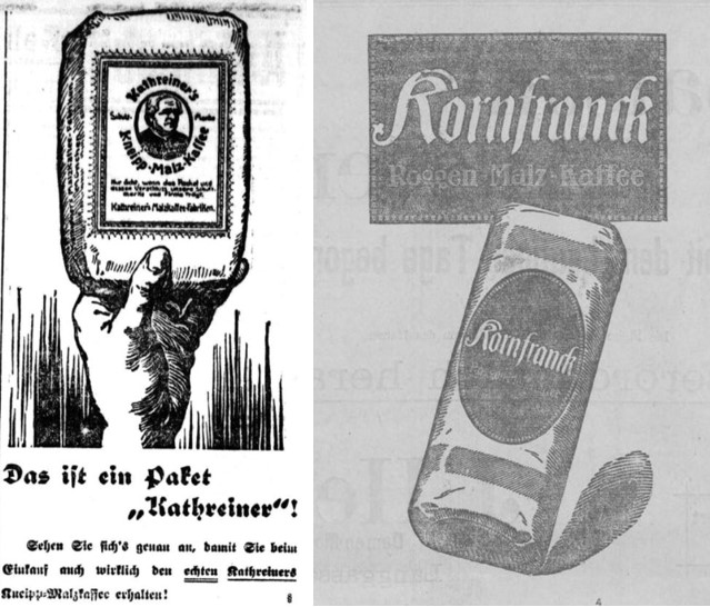 01_Dresdner Nachrichten_1906_03_25_Nr025_p18_Wiesbadener Tageblatt_1912_07_01_Nr301_p10_Ersatzkaffee_Malzkaffee_Kathreiner_Kornfranck