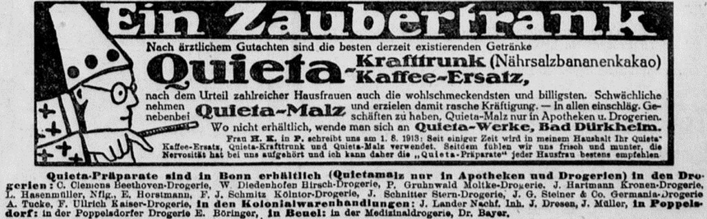 09_General-Anzeiger für Bonn und Umgegend_1913_12_12_Nr8489_p07_Ersatzkaffee_Naehrmittel_Krattrank_Quieta_Zaubertrank_Zauberer