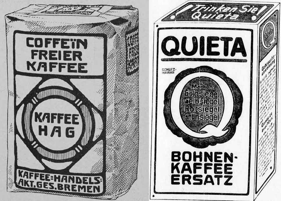 15_Ueber Land und Meer_103_1910_p635_Deutscher Reichsanzeiger_1918_03_30_Nr076_p24_Ersatzkaffee_Kaffee-HAG_Verpackungen_Quieta