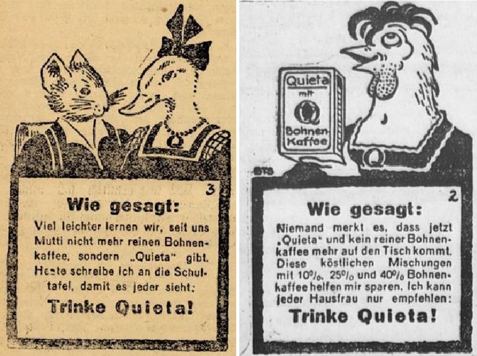 25_Badischer Beobachter_1922_07_11_Nr156_p4_Echo der Gegenwart_1922_07_07_Nr156_p08_Ersatzkaffee_Quieta_Ente_Maus_Huhn