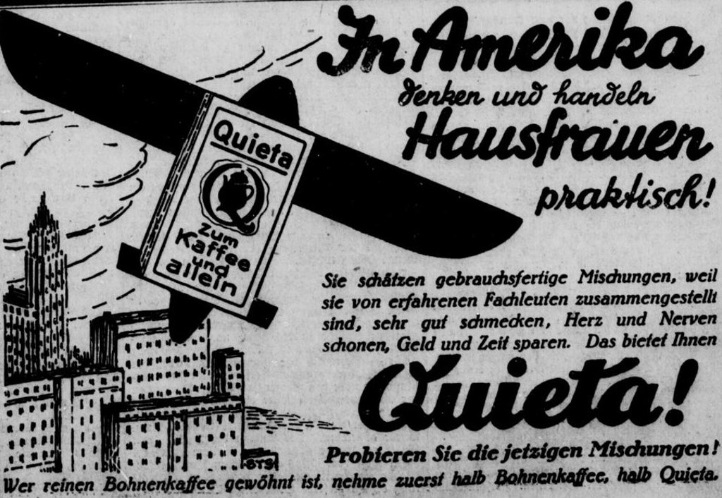 37_Remscheider General-Anzeiger_1928_05_10_Nr111_p05_Ersatzkaffee_Quieta_Fortschritt_Amerikanisierung_Rationalisierung_Flugzeug_Wolkenkratzer