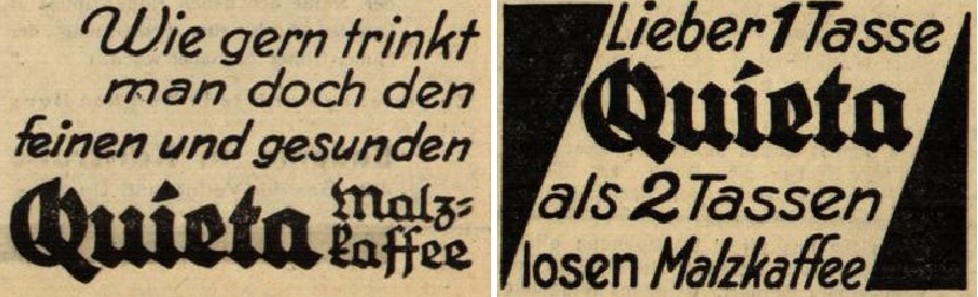 46_Badischer Beobachter_1935_02_03_Nr034_p07_Ebd_02_10_Nr041_p07_Ersatzkaffee_Malzkaffee_Quieta