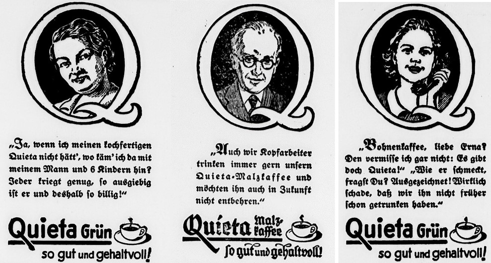 47_Dresdner Neueste Nachrichten_1940_05_11_Nr109_p10_Ebd_06_01_Nr126_p21_Ebd_06_08_Nr132_p09_Ersatzkaffee_Quieta_Hausfrau_Angestelle_Kopfarbeiter