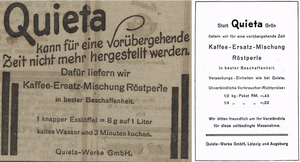50_Pulsnitzer Anzeiger_1942_12_12_Nr292_p3_Der Markenartikel_09_1942_p225_Zweiter-Weltkrieg_Ersatzkaffee_Quieta_Roestperle