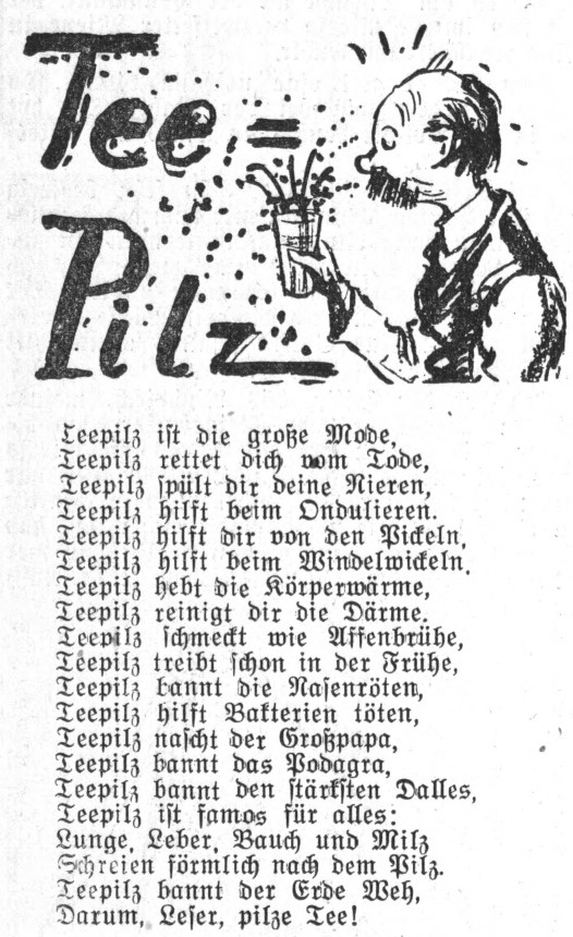 17_Illustrierter Sonntag_1929_08_18_Nr21_p14_Kombucha_Teepilz_Mode_Heilmittel_Gedicht