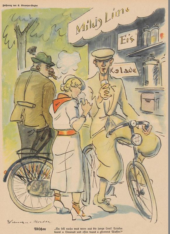 32_Fliegende Blaetter_185_1936_p152_Straßenhandel_Limonade_Wasser_Speiseeis_Jugend_Gesundheit