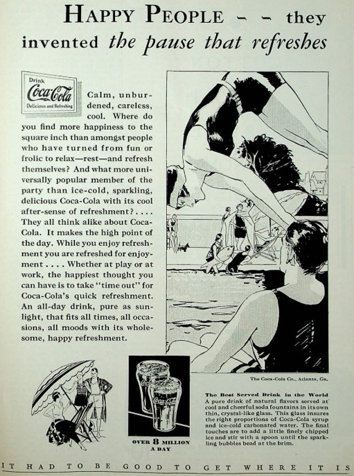 03_The American Girl_1929_July_p43_Coca-Cola_Geselligkeit_Schwimmen_Pause