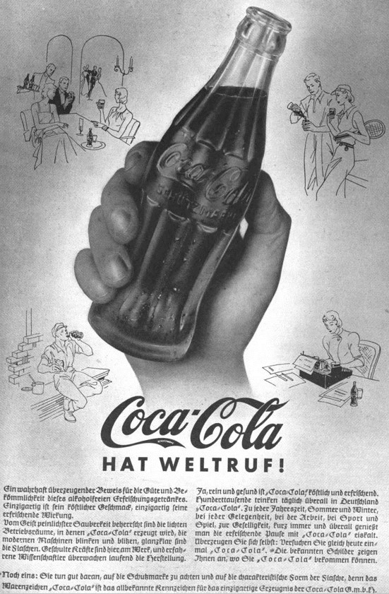 27_Illustrierter Beobachter_13_1938_p1429_Getraenke_Coca-Cola_Verpackung_Erfrischungsgetraenke_Weltruf_Glasflasche