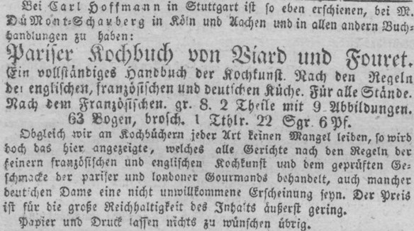 03_Koelnische Zeitung_1829_11_22_Nr255_p4_Kochbuch_Nationalkuechen_Frankreich_Viard-Fouret
