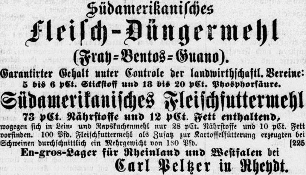 11_Gladbacher Volkszeitung_1873_08_30_Nr096_p4_Fleischfuttermehl_Duengemittel_Fray-Bentos