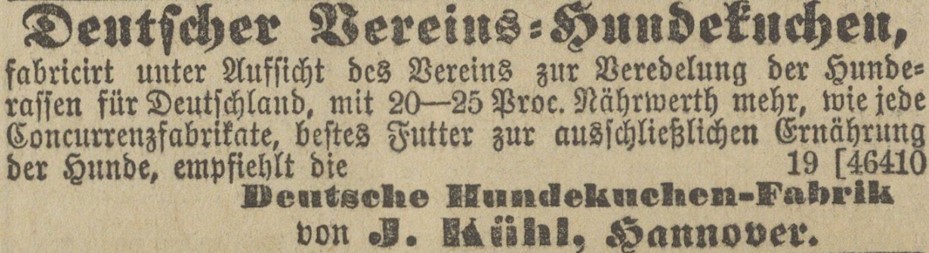 13_Hannoverscher Courier_1886_01_15_Nr13780_p4_Hundekuchen_Deutscher-Vereins-Hundekuchen_J-Kuehl_Hannover