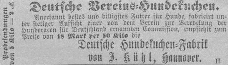 20_Koelnische Zeitung_1880_07_01_Nr181_p8_Hundekuchen_Deutscher-Vereins-Hundekuchen_J-Kuehl_Hannover