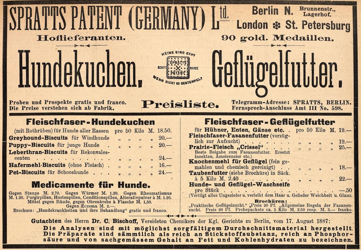 31_Fliegende Blätter_088_1888_Nr2225_Beibl3_p3_Tierfutter_Hundefutter_Spratt_Carl-Bischoff_Gefluegelfutter_Knochenmehl