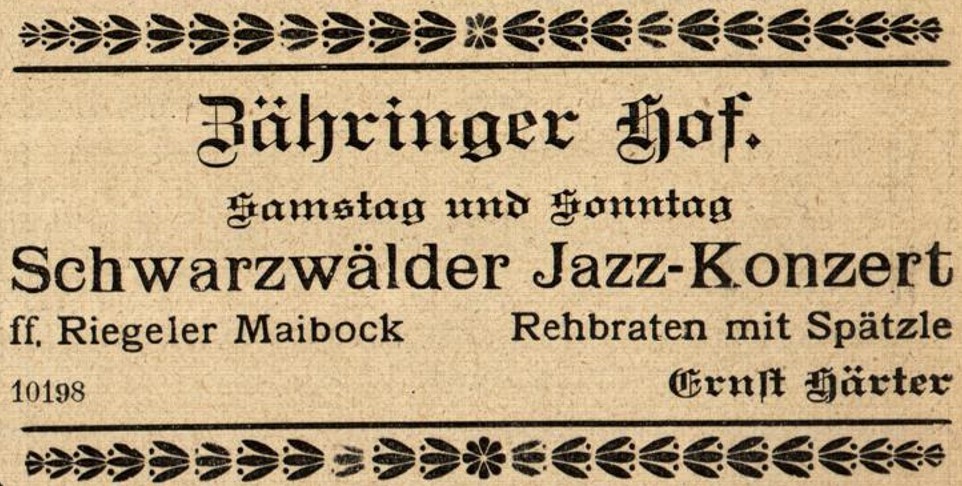46_D'r Alt Offenburger_1925_12_27_Nr1379_p3_Gaststaette_Spaetzle_Jazz