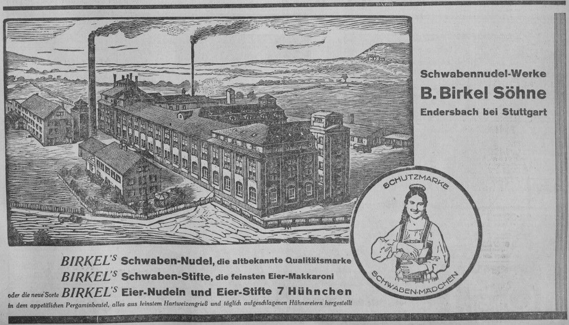 49_Stuttgarter Neues Tagblatt_1932_12_10_Nr579_p27_Teigwarenindustrie_Nudeln_Birkel_Endersbach_Produktionsstaette_Schwabenmaedchen