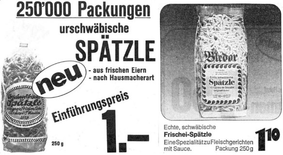 63_Thuner Tagblatt_1975_03_13_Nr060_p15_Wir Brueckenbauer_1975_11_14_p17_Teigwaren_Spaetzle_Denner_Discounter_Filialbetrieb_Migros_Bledor