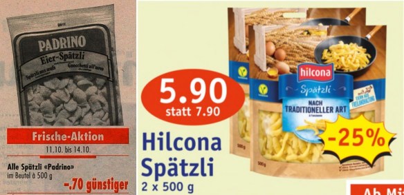 64_Brueckenbauer_1995_10_11_Nr41_p42_Walliser Bote_2018_09_11_Nr209_p07_Spaetzle_Padrino_Verpackung_Migros_Hilcona_