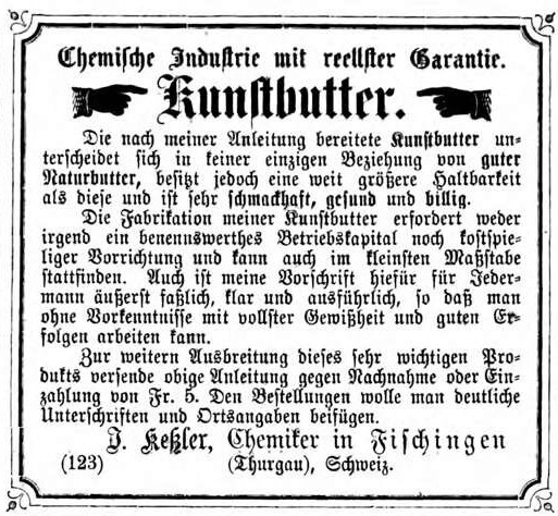 02_Wuerzburger Presse_1875_03_13_Nr10_p3_Ersatzmittel_Margarine_Kunstbutter_Keßler_Fischingen