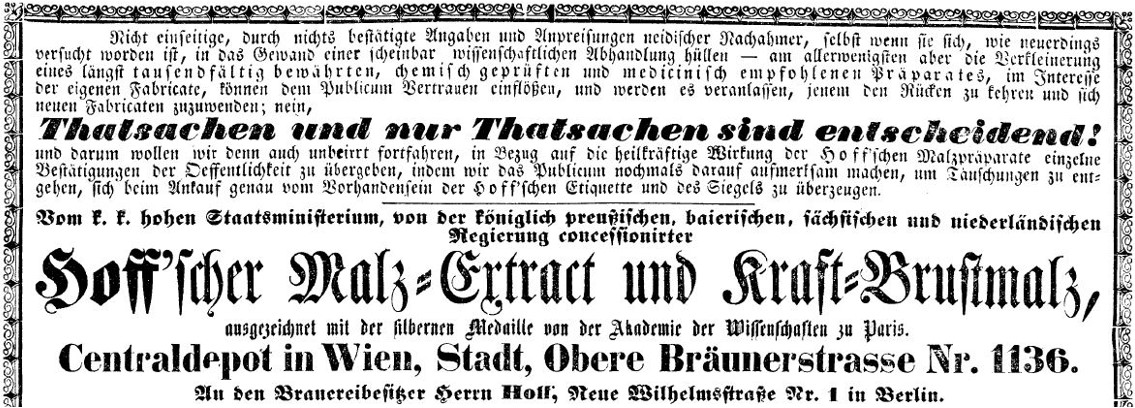 04_Die Presse_1861_12_06_Nr335_p06_Johann-Hoff_Malzextrakt_Wien_Heilmittel_Empfehlungsschreiben_Tatsachen