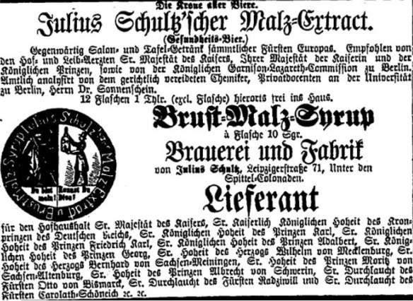 09_Berliner Gerichts-Zeitung_1873_03_27_Nr036_p4_Medizinalbier_Malzextrakt_Brustmalzsirup_Julius-Schultz