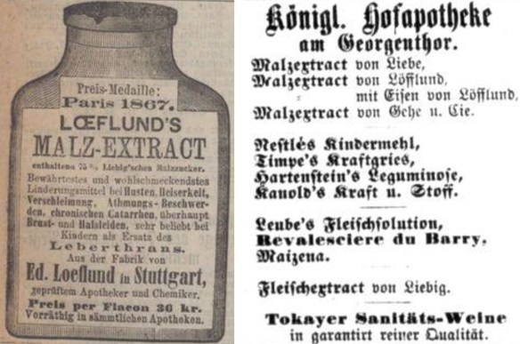 15_Schwaebische Kronik_1872_12_11_Nr294_p4413_Dresdner Journal_1878_01_29_Nr024_p0095_Malzextrakt_Loeflund_Lebertran_Stuttgart_Liebe_Gehe