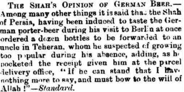 51_Edinburgh Evening News_1873_07_31_Nr057_p4_Deutscher-Porter_Qualitaet_Schah_Persien