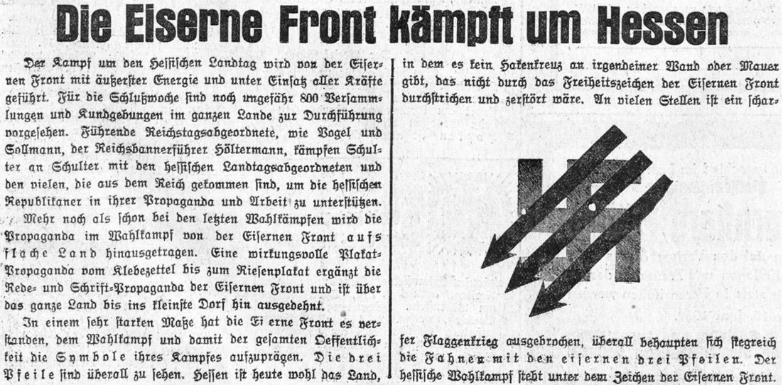 21_Volksblatt - Detmold_1932_06_16_Nr139_p3_Hessen_Eiserne-Front_Landtagswahlkampf_Symbolkampf