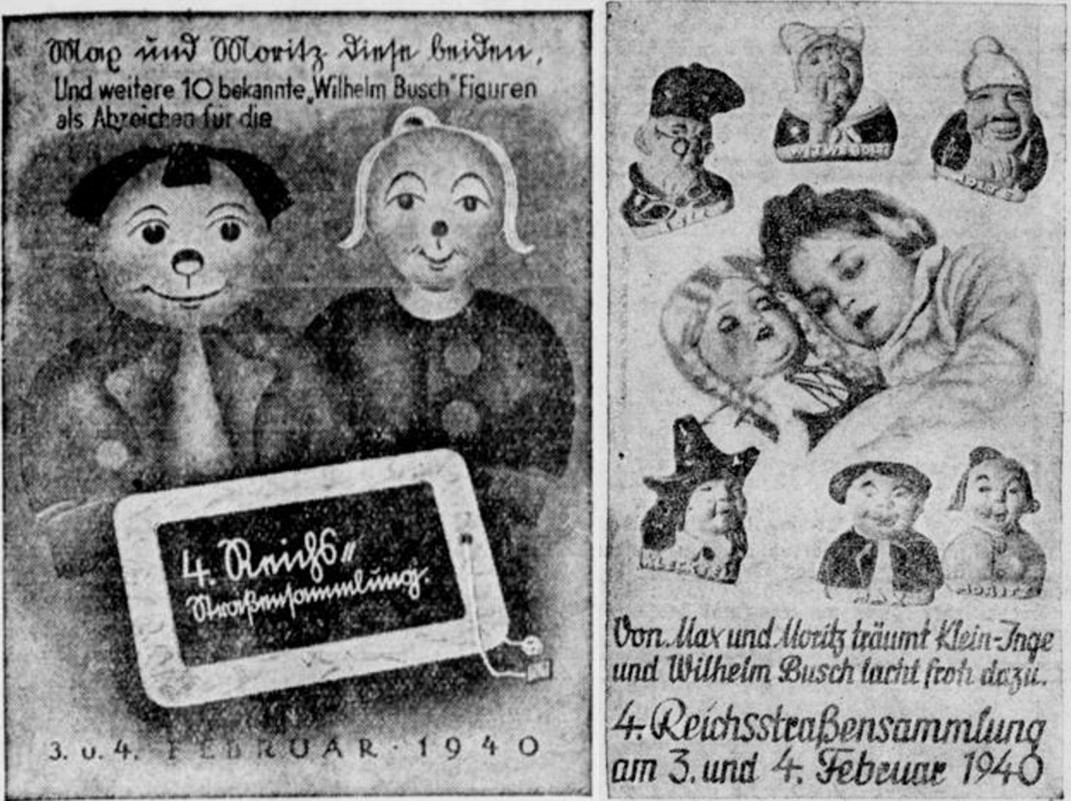 25_Stadtanzeiger für Castrop-Rauxel_1940_1_29_Nr28_p3_Volksblatt_1940_1_29_Nr24_p4_Wilhelm-Busch_WHW_Winterhilfswerk_Reichsstrassensammlung_Abzeichen_Max-und-Moritz