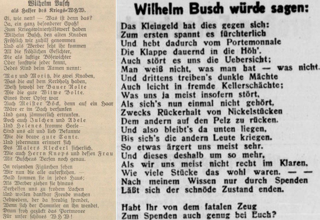 28_Alpenpost_1940_2_2_Nr5_p5_Westfaelisches Volksblatt_1940_2_3_Nr29_p5_WHW_Winterhilfswerk_Reichsstrassensammlung_Gedicht_Wilhelm-Busch