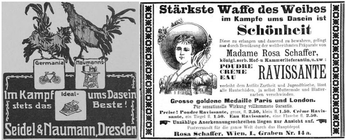 02_Ueber Land und Meer_103_1910_p445_Wiener Blaetter_03_1898_Nr33_p15_Kampf-ums-Dasein_Sozialdarwinismus_Seidel-Naumann_Rosa-Schaffer