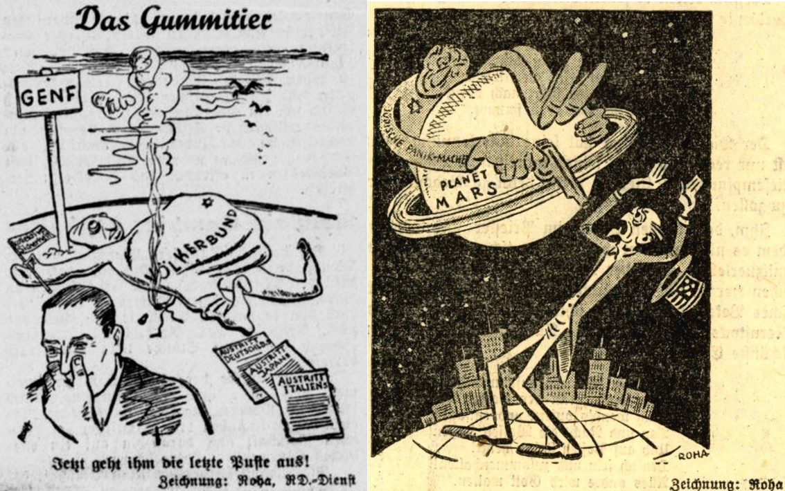 17_Westfaelische Neueste Nachrichten_1937_12_15_Nr293_p01_Innsbrucker Nachrichten_1938_11_05_Nr257_p1_Franz-Roha_Voelkerbund_Antisemitismus_Orson-Welles_Hoerspiel_Panik