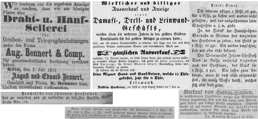 03_Kölner Zeitung_1861_et al_Hanf_Seile_Hemden_Leinwand_Saecke_Feuereimer_Schlaeuche